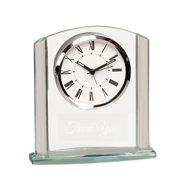 Noble Manufacturer Jade Glass Clock Business Gift Customized Bespoke Logo Office Decoration Trophy Award Hand Craft Plaque