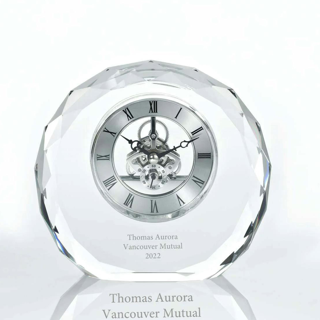 Noble Manufacturer Crystal Iceberg Clock Business Gift Customized Bespoke Logo Office Decoration Trophy Award Hand Craft Plaque