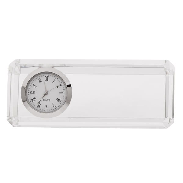 Noble Manufacturer Crystal Glass Clock Business Gift Customized Bespoke Logo Office Decoration Trophy Award Hand Craft Plaque