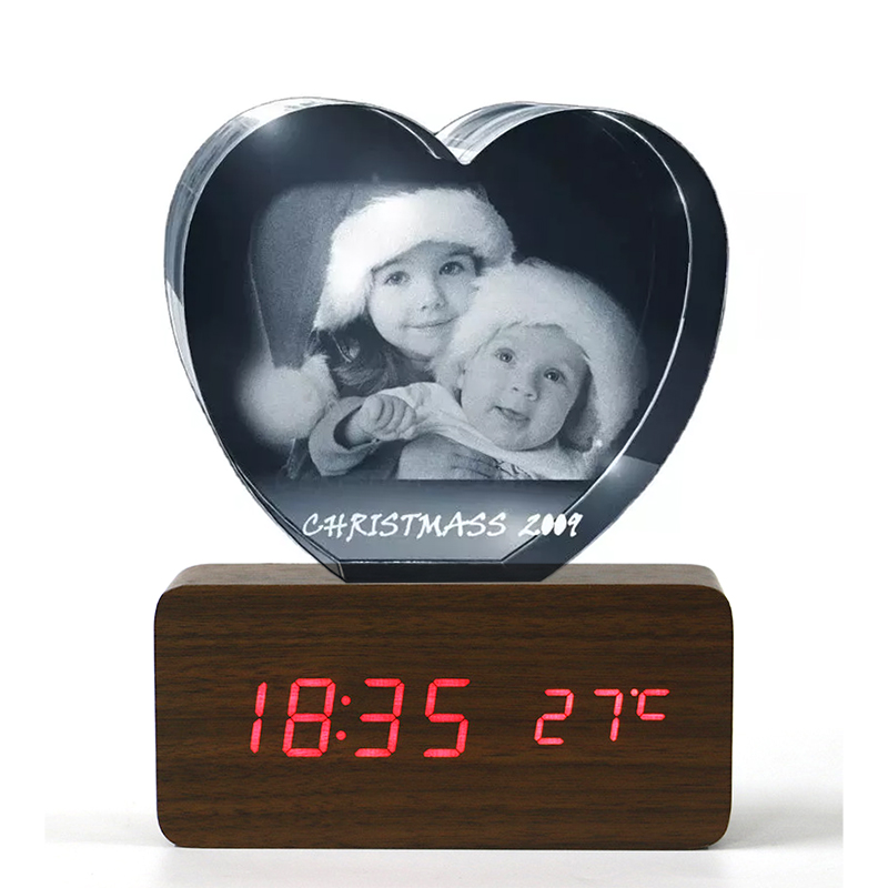 Noble Manufacturer Crystal Wooden Clock Business Gift Customized Bespoke Logo Office Decoration Trophy Award Hand Craft Plaque