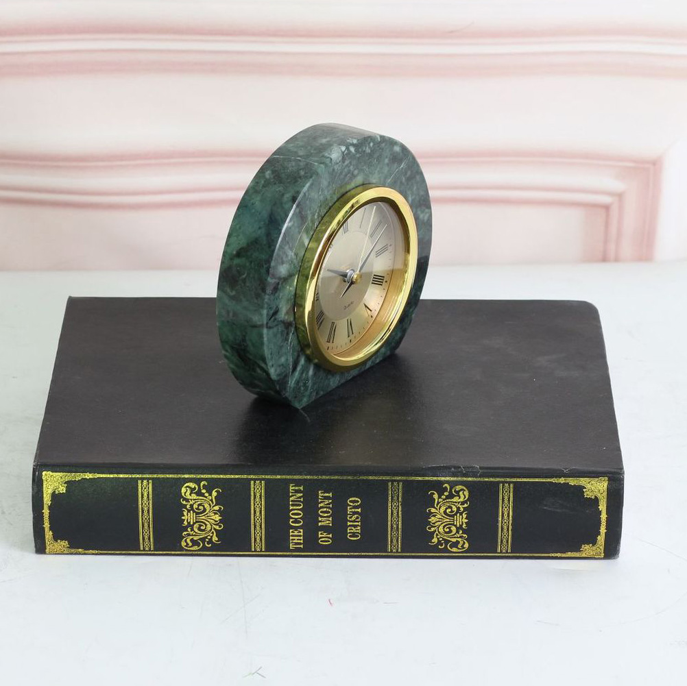 Noble Marble Clock Business Gift Toy Customized Bespoke Logo Office Decoration Trophy Award Hand Craft Plaque Paperweight