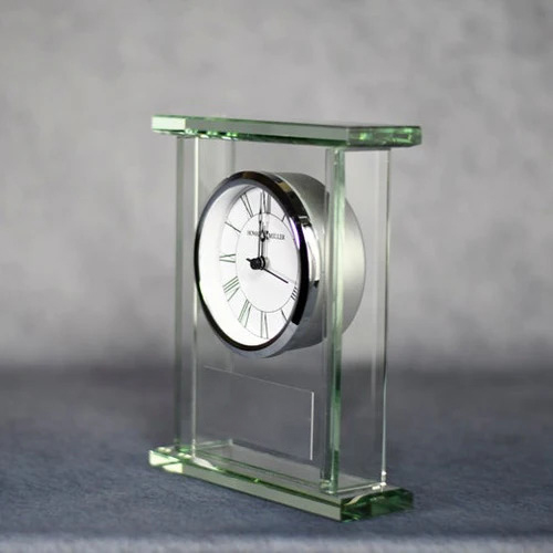 Noble Manufacturer's Customized Crystal Jade Glass Clock Sports-Themed Office Decoration Bespoke Logo Handcrafted Trophy Award