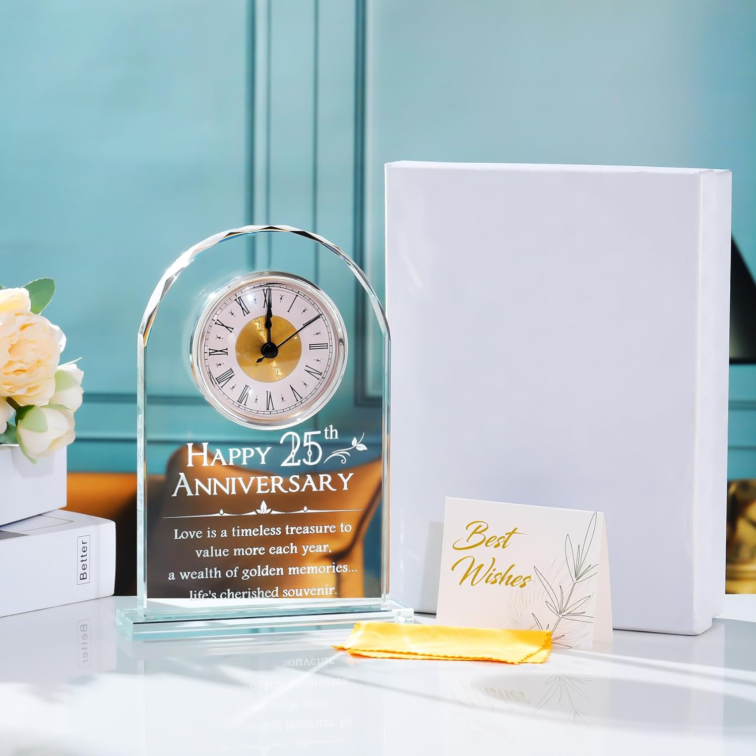 Noble Manufacturer's Customized Crystal Jade Glass Clock Sports-Themed Office Decoration Bespoke Logo Handcrafted Trophy Award