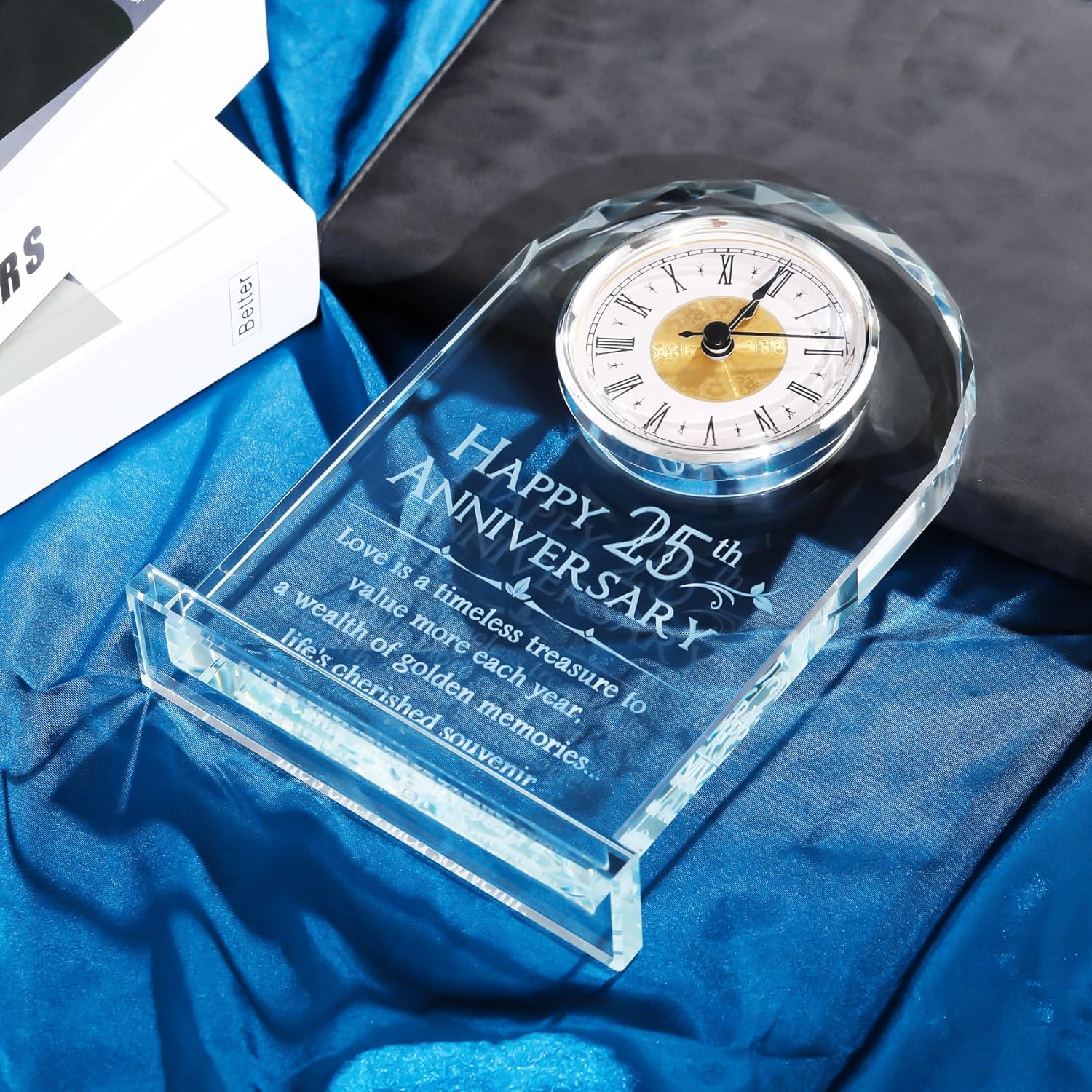 Noble Manufacturer's Customized Crystal Jade Glass Clock Sports-Themed Office Decoration Bespoke Logo Handcrafted Trophy Award