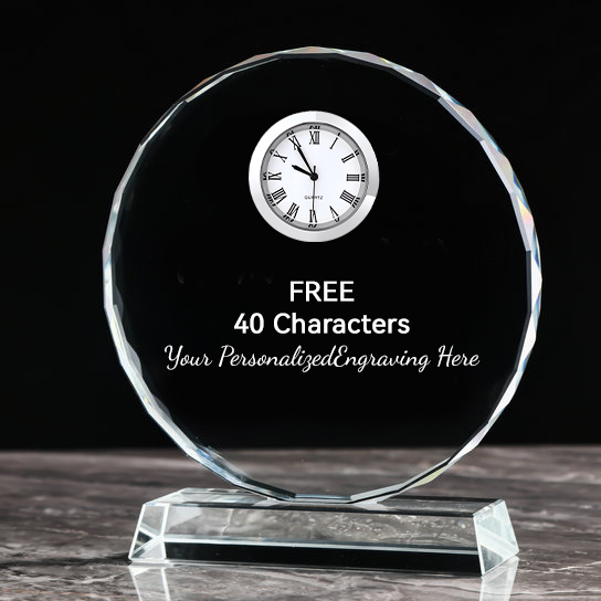 Noble Manufacturer's Customized Crystal Jade Glass Clock Sports-Themed Office Decoration Bespoke Logo Handcrafted Trophy Award