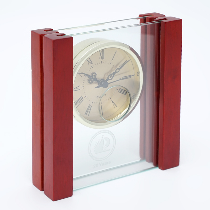 Noble Manufacturer's Customized Crystal Jade Glass Page Clock Office Home Decoration Bespoke Logo Handcrafted Trophy Award Gift