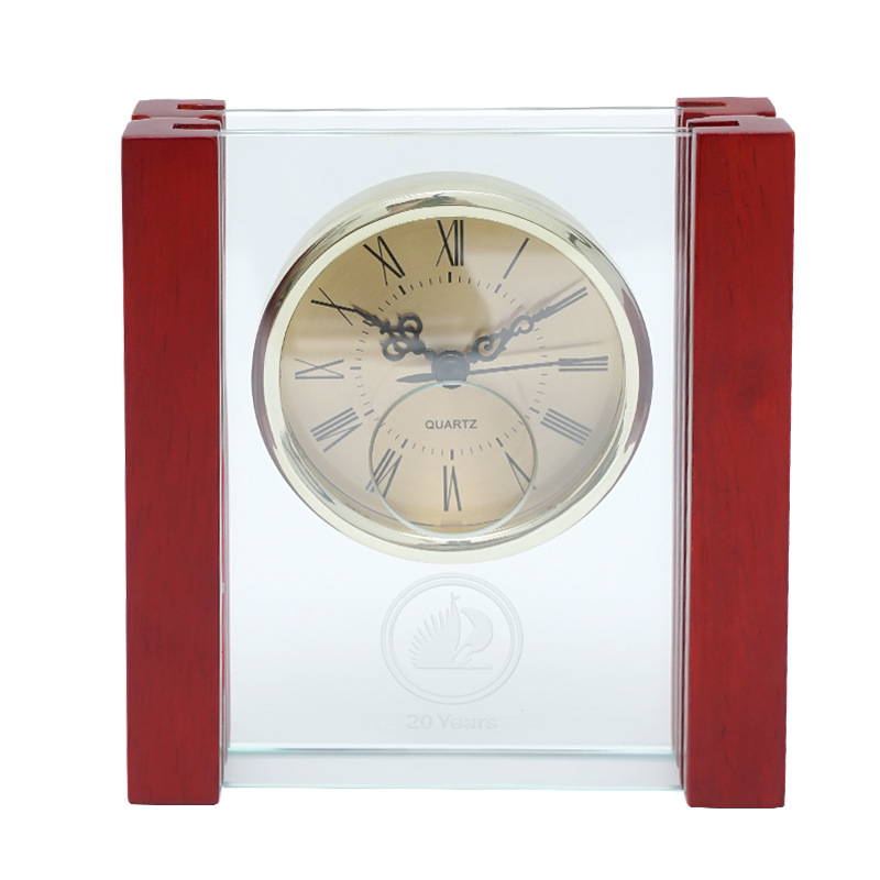 Noble Manufacturer's Customized Crystal Jade Glass Page Clock Office Home Decoration Bespoke Logo Handcrafted Trophy Award Gift
