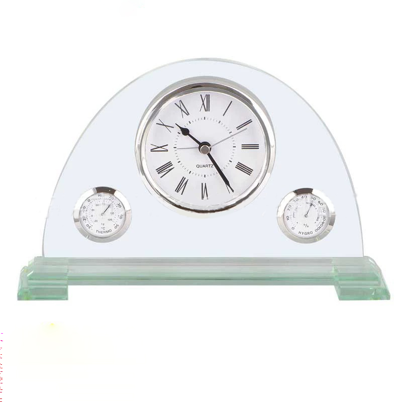 Noble Manufacturer's Customized Crystal Jade Glass Clock Sports-Themed Office Decoration Bespoke Logo Handcrafted Trophy Award