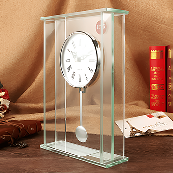 Noble Manufacturer's Customized Jade Glass Pendulum Clock Sports-Themed Office Decoration Bespoke Logo Handcrafted Trophy Award